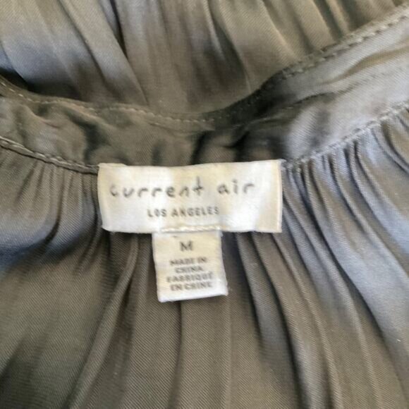 Anthropologie Current Air Black  wide leg jumpsuit pants  pleated ruched v neck - Picture 2 of 15